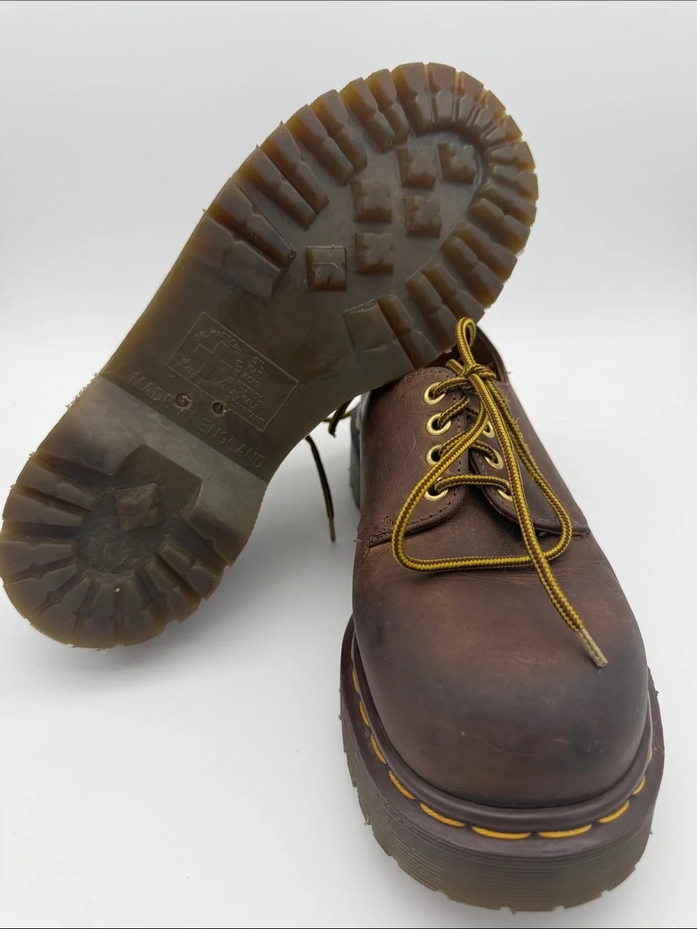 Vintage Dr. Martens Made in England Aztec Crazy Horse 1561 4 Hole Brown Oxford 6